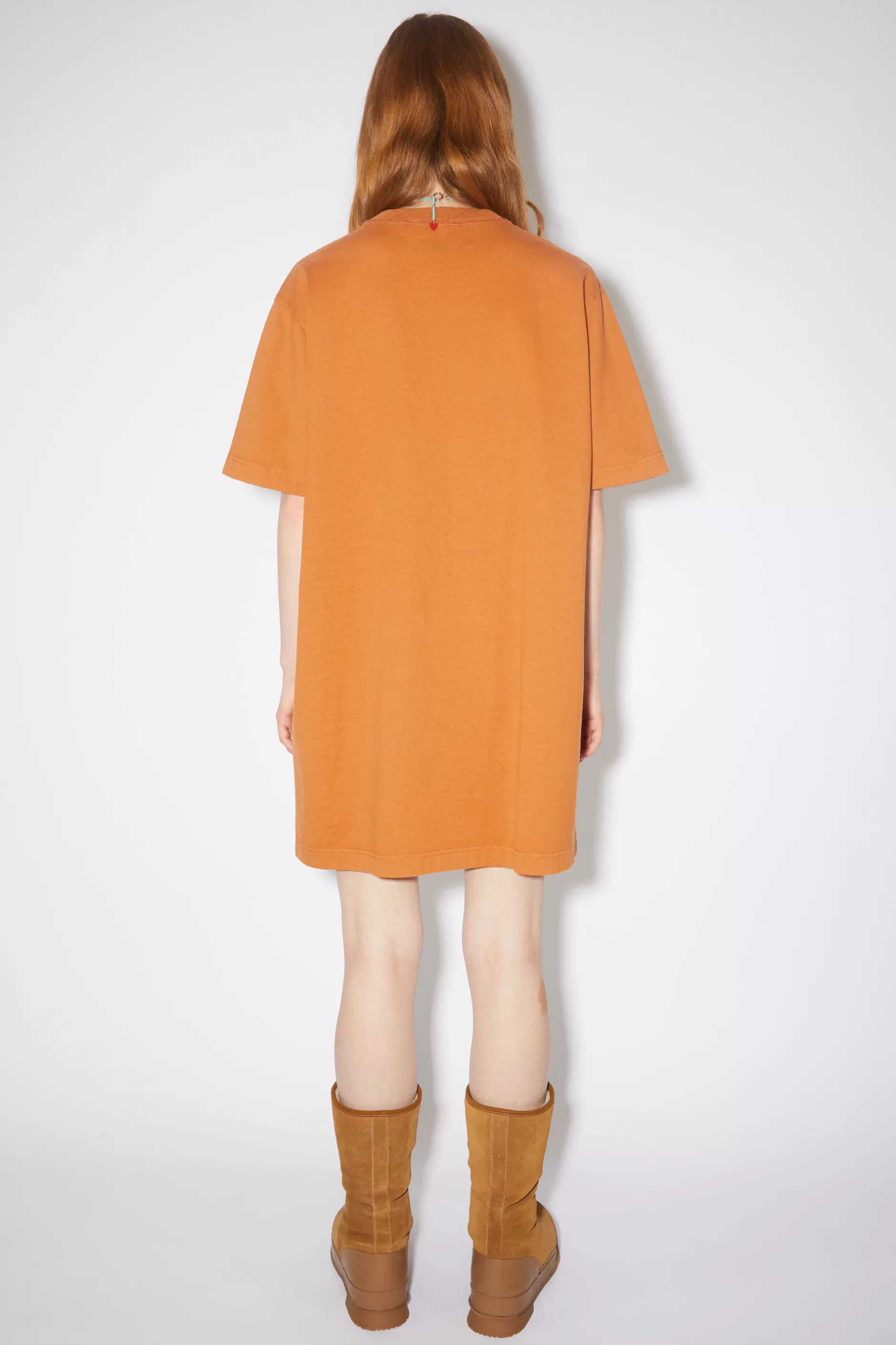 Acne Studios T-Shirt-Kleid Mit Logo Rauchiges Orange Online