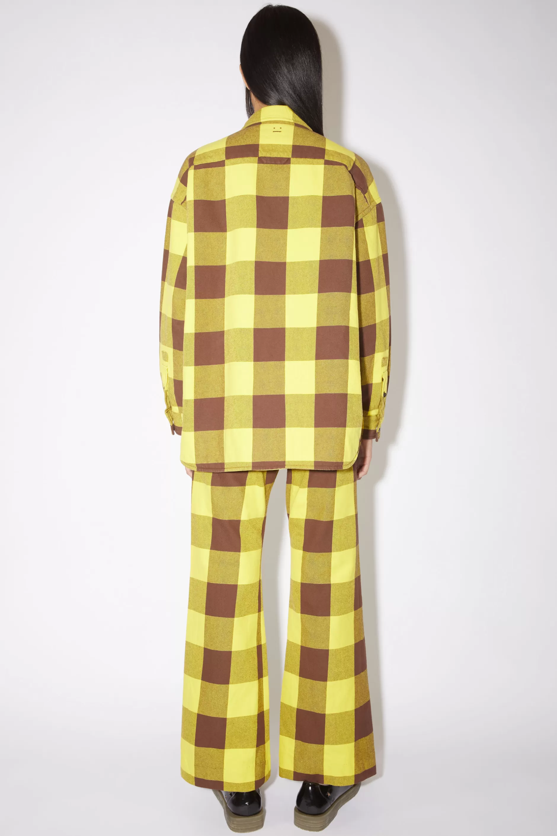 Acne Studios Wattierte Hemdjacke Mit Karomuster Gelb/Braun Shop