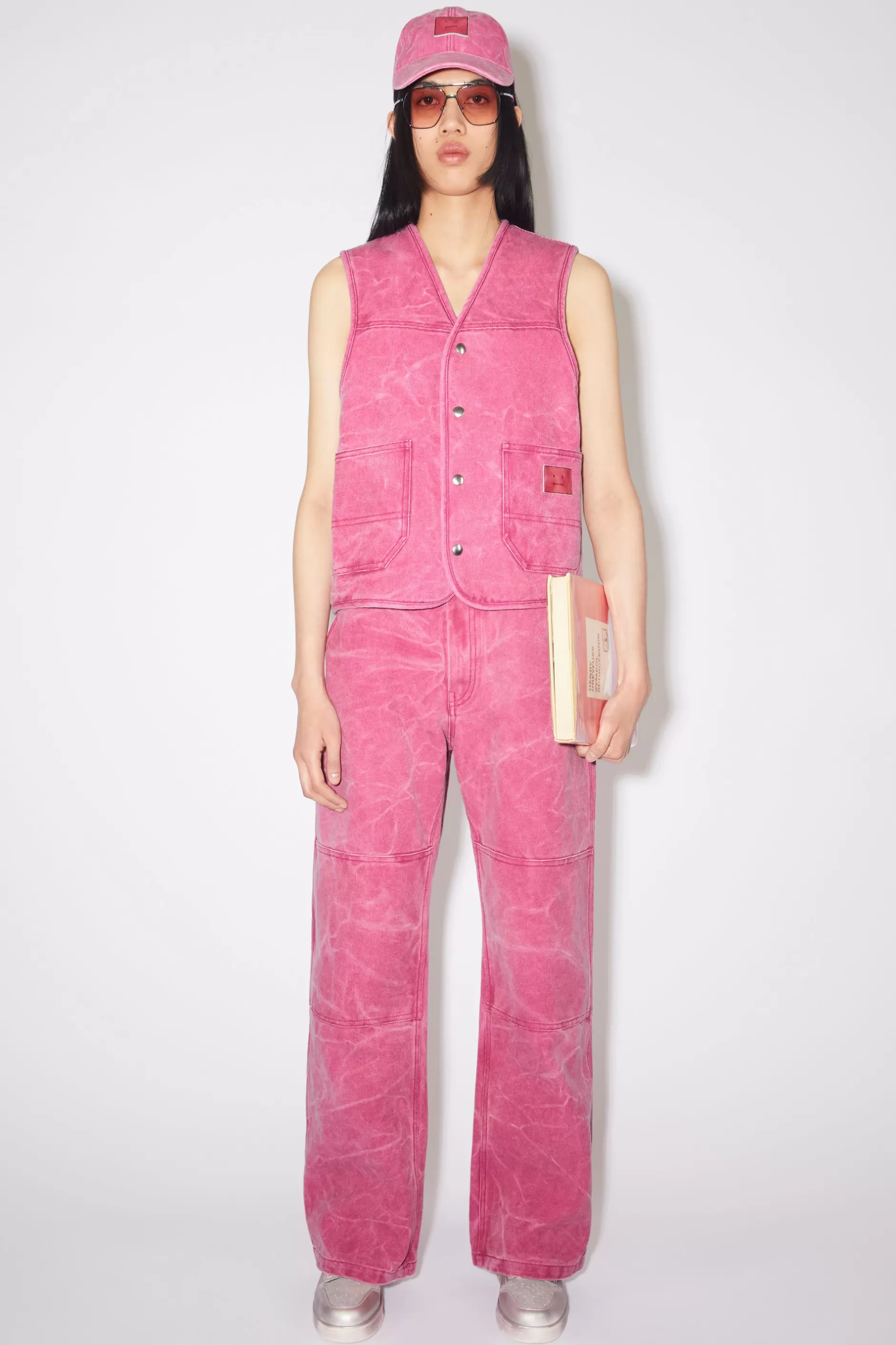 Acne Studios Weste Aus Baumwoll-Canvas Fuchsia Sale