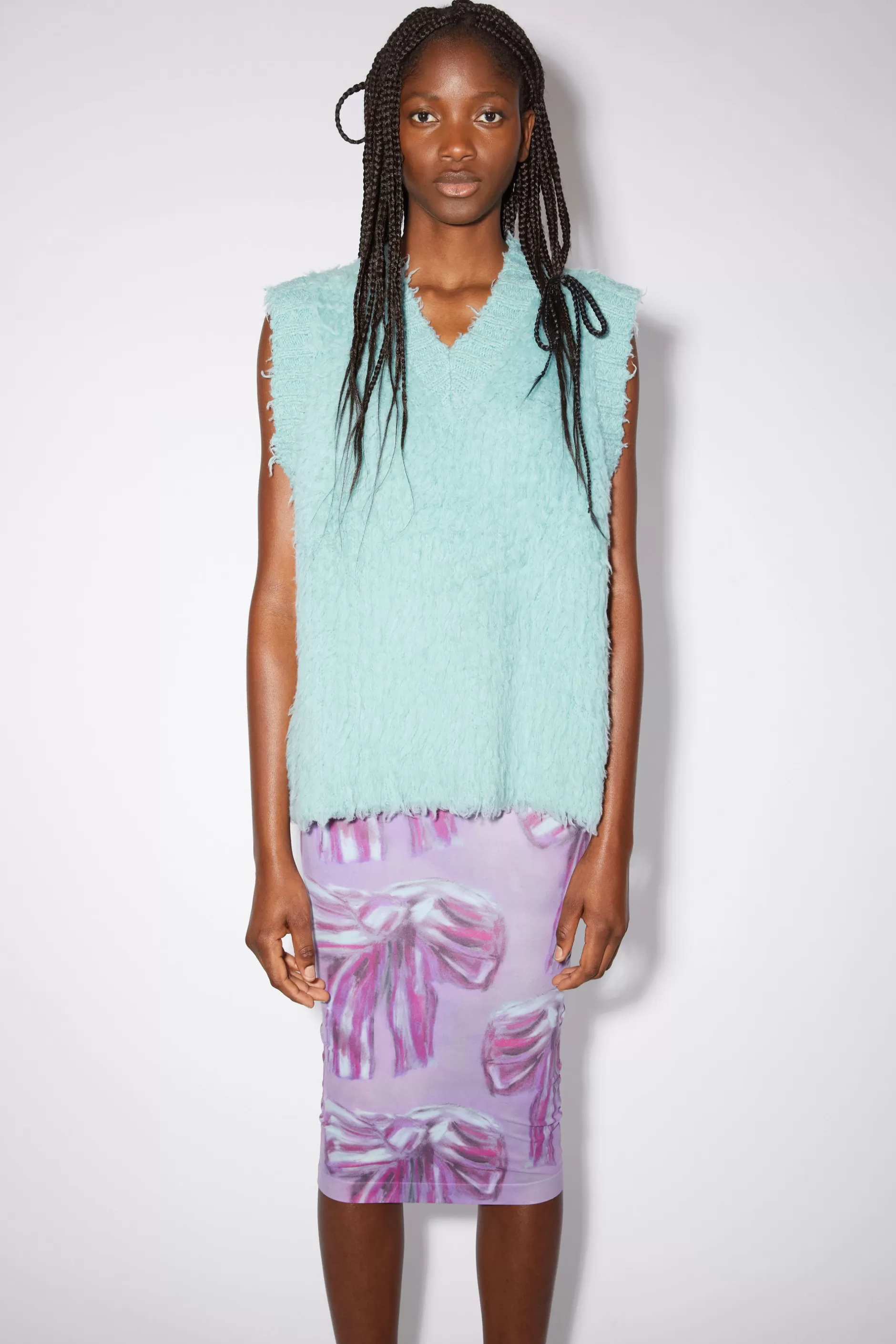 Acne Studios Weste Aus Flauschigem Merino-Woll-Mix Wasserblau Online