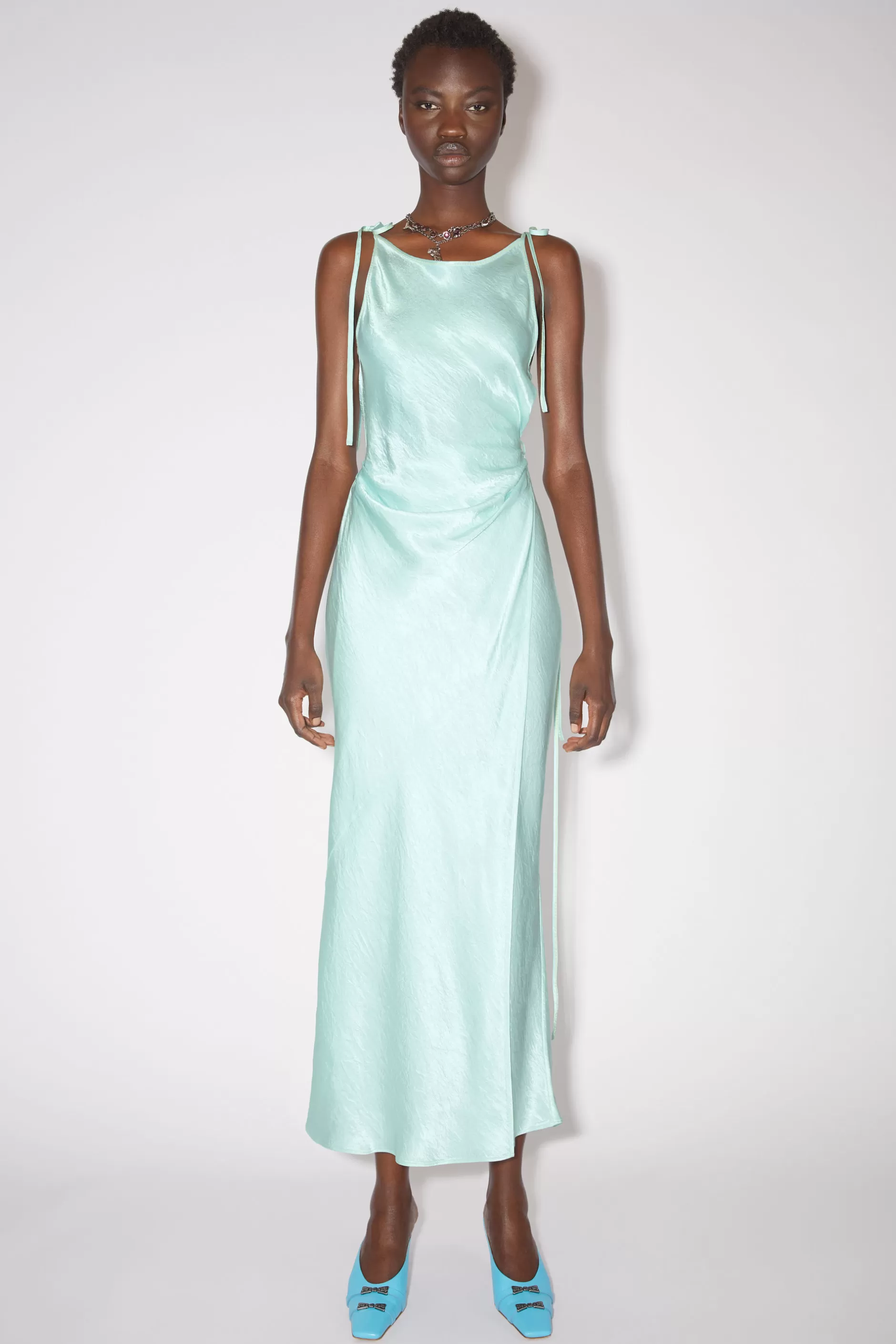 Acne Studios Wickelkleid Aus Satin Mintgrun New