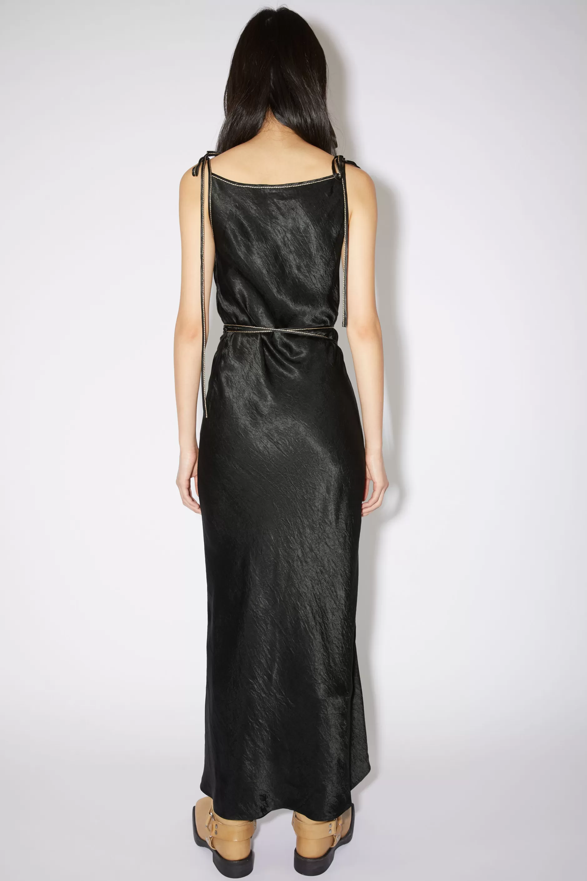 Acne Studios Wickelkleid Aus Satin Schwarz Flash Sale