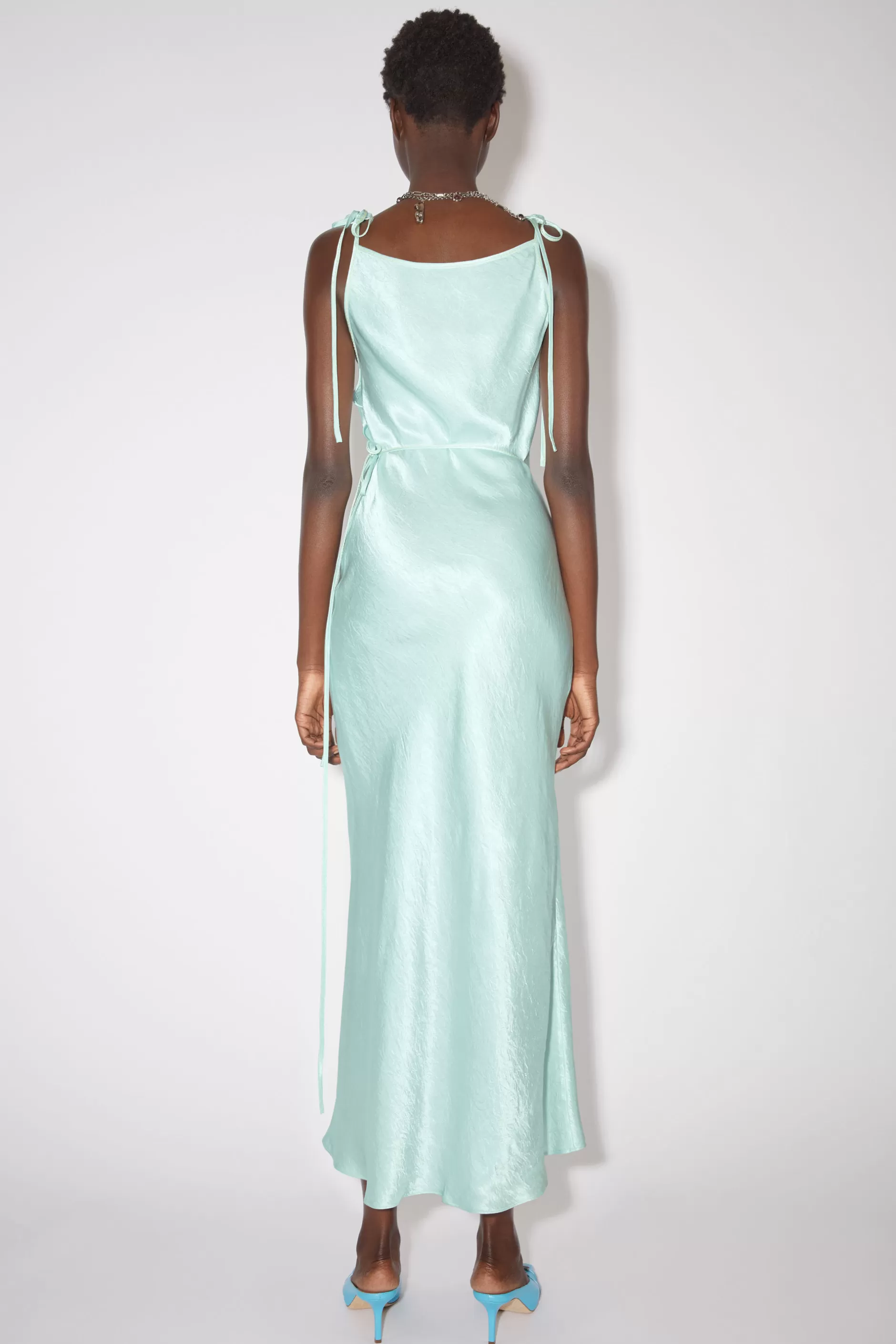 Acne Studios Wickelkleid Aus Satin Mintgrun New