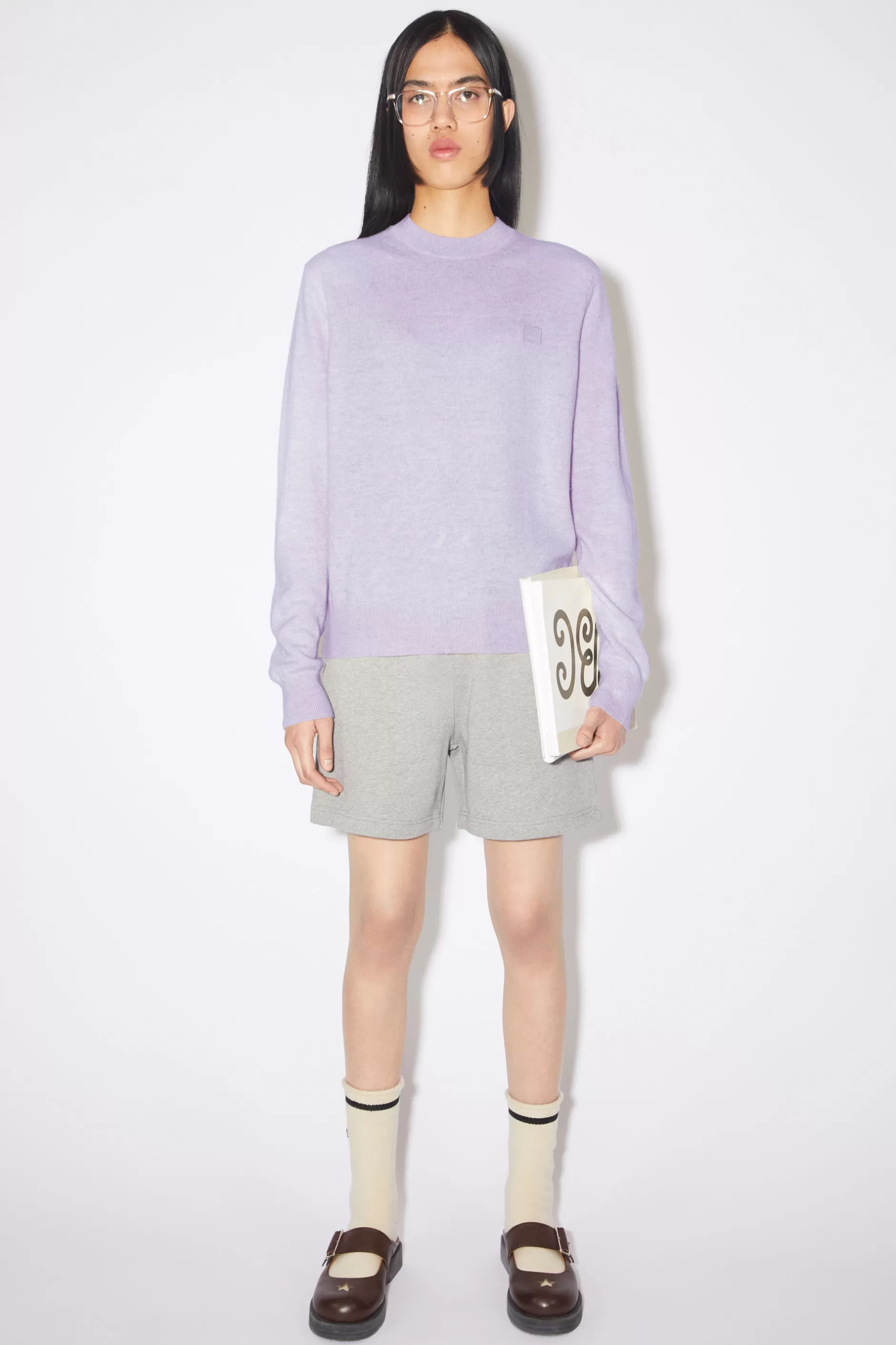 Acne Studios Wollpullover Mit Rundhalsausschnitt Lila Meliert Online