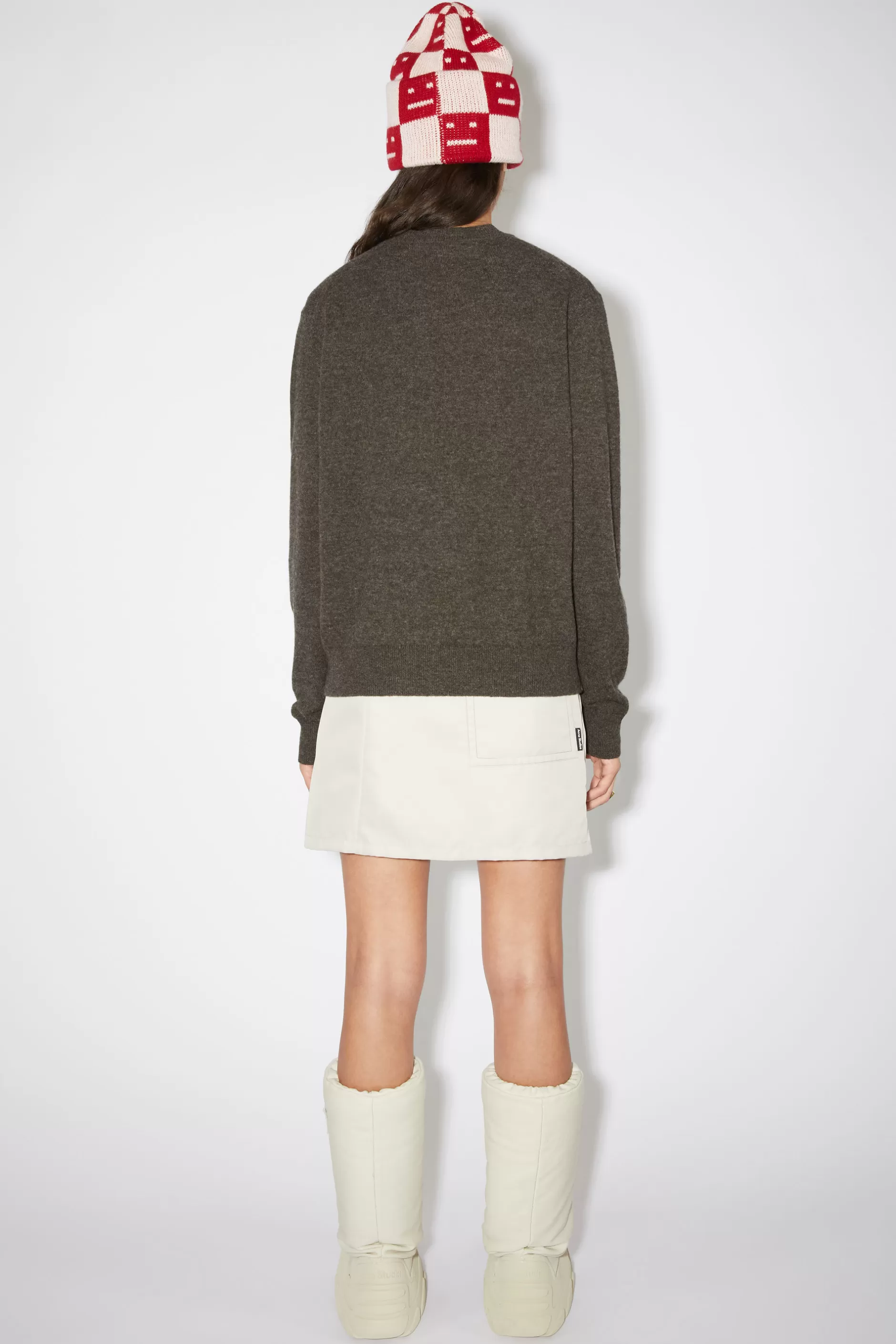 Acne Studios Wollpullover Mit Rundhalsausschnitt Grau/Braun Meliert Store