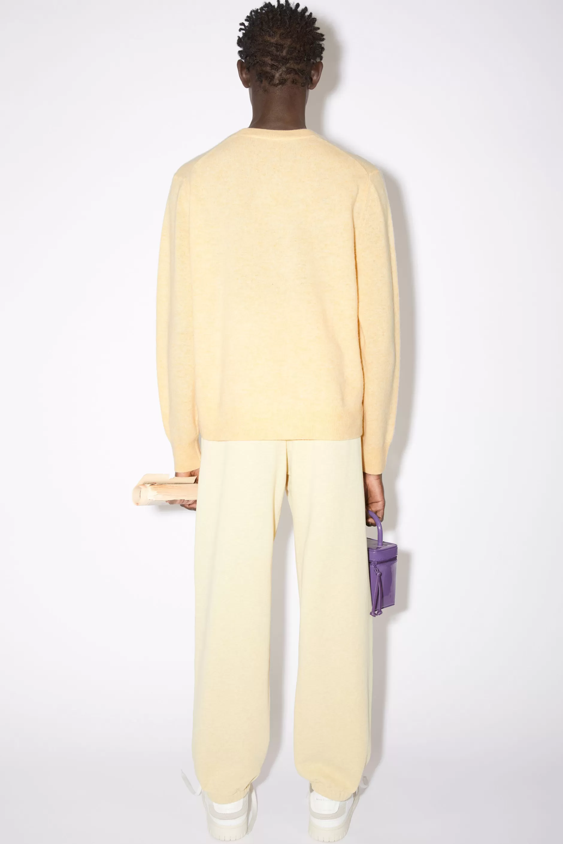 Acne Studios Wollpullover Mit Rundhalsausschnitt Hellgelb Meliert Store