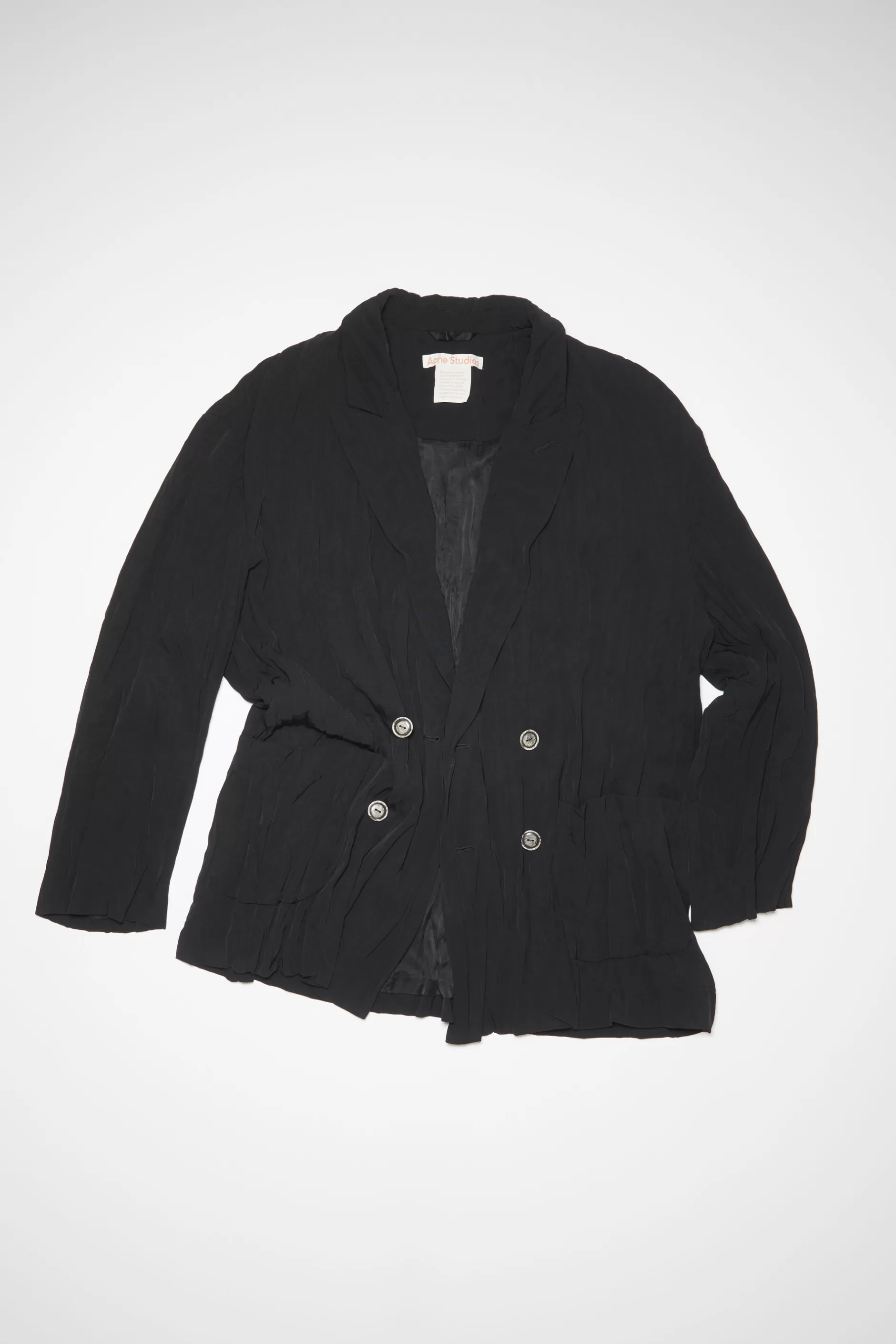 Acne Studios Zweireihige Jacke Aus Satin Schwarz Cheap