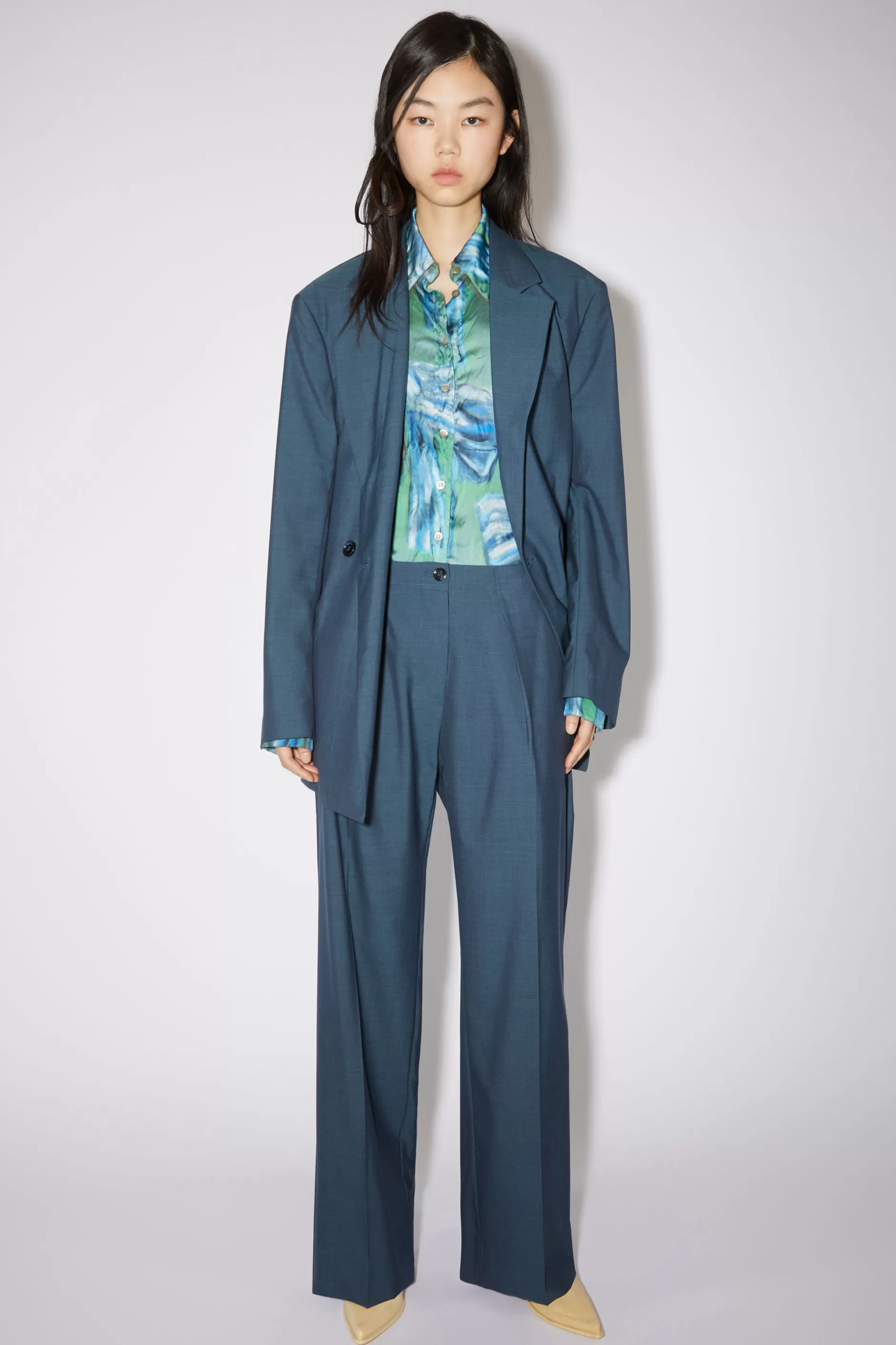 Acne Studios Zweireihiger Blazer Petrol Fashion